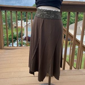 Brown Lace Midi Skirt